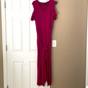 Lane Bryant Cranberry one piece rayon cold shoulder Jumpsuit size 18/20